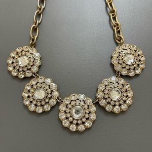 J. Crew Gold Tone Crystal Rhinestone Cluster Collar Statement Necklace